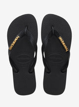 Top Logo Metallic Flip Flops Womens