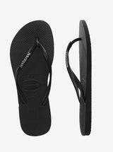 Slim Metallic Logo Flip Flops Womens