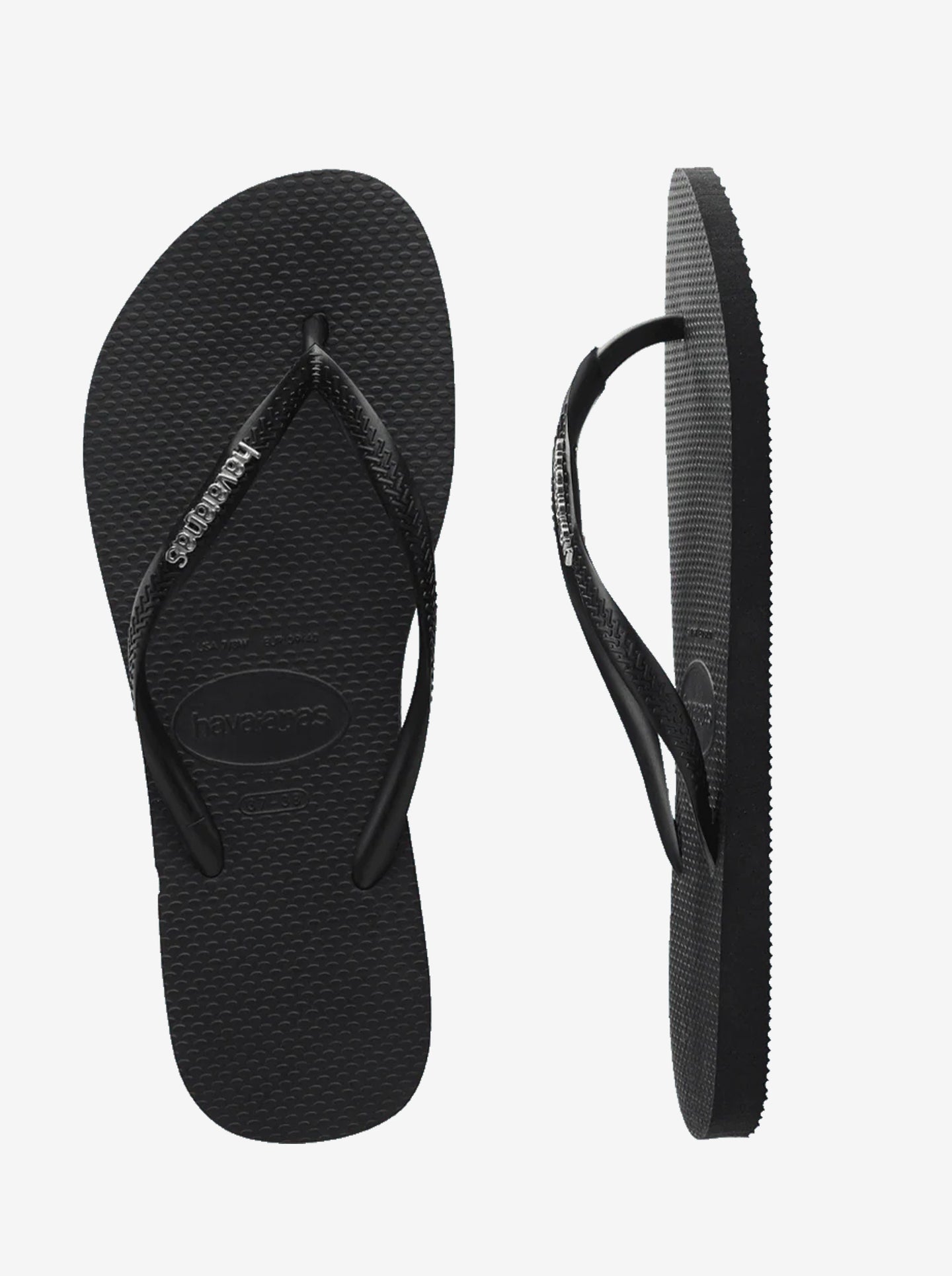 Slim Metallic Logo Flip Flops Womens
